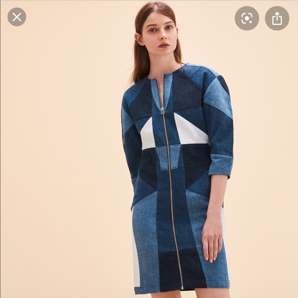 MAJE Patchwork Denim Dress - Picture 2 of 8